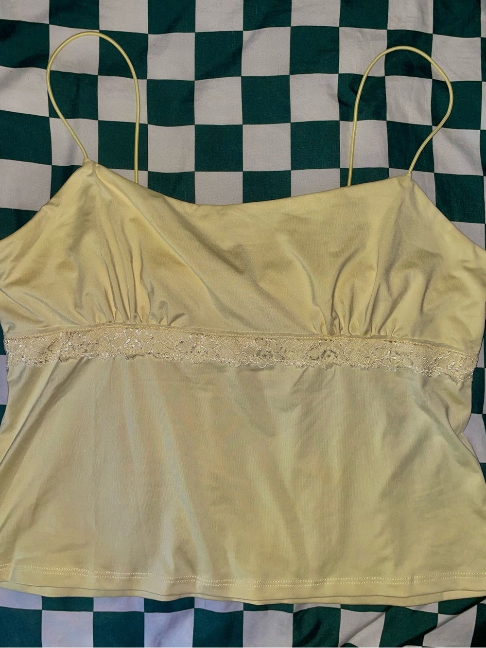 Yellow Lace-Trim Spaghetti Strap Cami